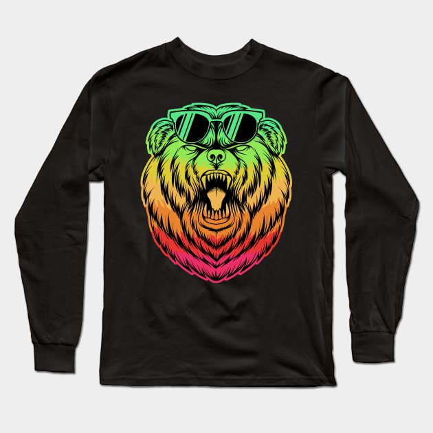 GRRR Hip Bear with Sunglasses Long Sleeve T-Shirt by machmigo